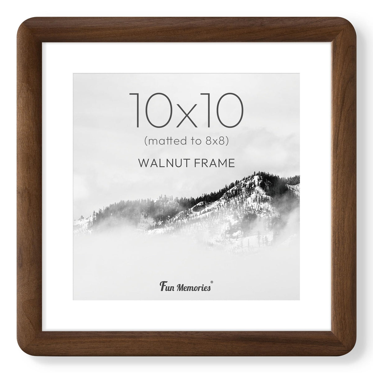6x6 Picture Frame, USA-Sourced Walnut Wood Photo Frame with Tempered Glass, Handcrafted Rustic Farmhouse Frame for Wall & Tabletop Display, Matted to 4x4