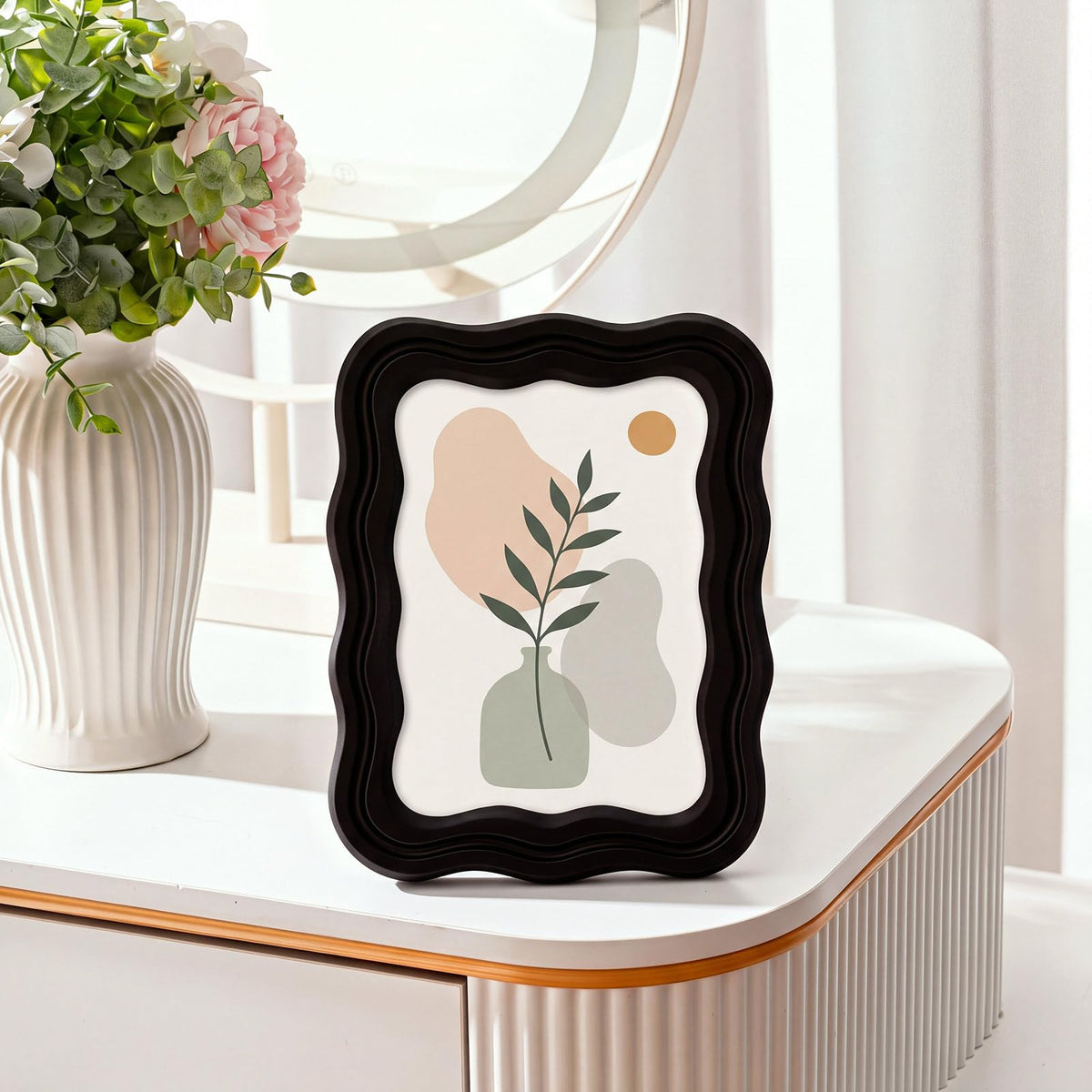 3 Pack 4 x 6 Inch Scalloped Picture Frame with Real Glass, Retro Colors