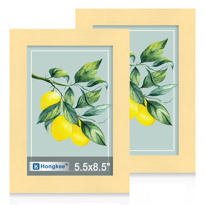 Hongkee 8x11 Picture Frame Set of 2, Real Glass, Rustic Brown Wood Frame