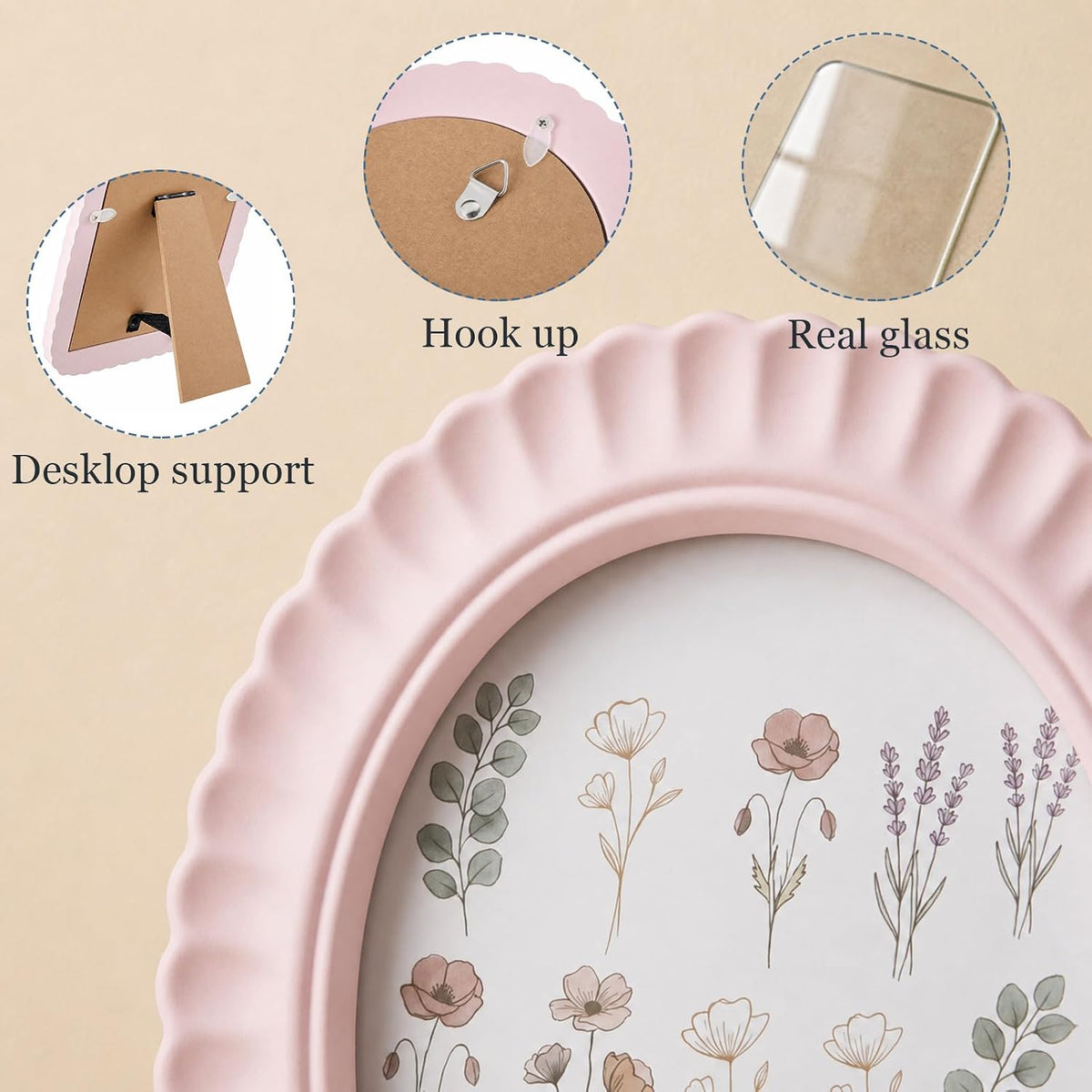 AceOrbit 3 Pcs 4x6 Inch Petal Arched Picture Frame Cute Scalloped