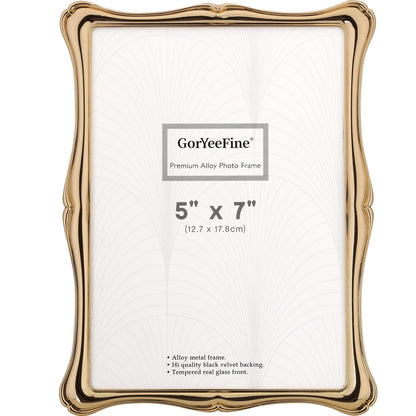 5 x7'' Premium Alloy Gold Photo Frame - Luxury Display Hi End Décor Picture Frames 7x5'' with Velvet Backing,Hi End Décor Metal Frames