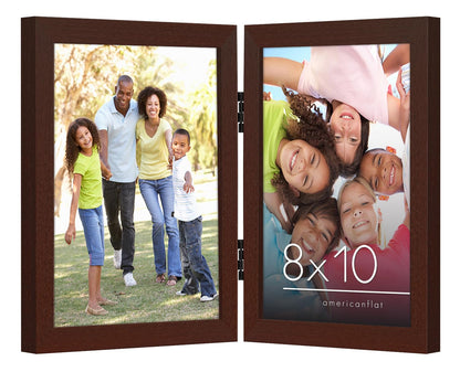 Americanflat Hinged 8x10 Picture Frame with Shatter-Resistant Glass - Double Picture Frames with Engineered Wood - Signature Collection - Photo Frame for Tabletop Display - Black