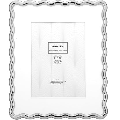 3-2x3'' Silver Heavy-Duty Zinc Alloy Picture Frames,Wave Design Silver Picture Frame Multi 3x2'' Photo Frame,with Black Premium Velvet Backing,for Desktop and Wall Hanging.