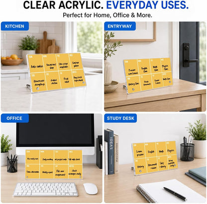 HTBIG Acrylic Weekly Message Calendar Board Dry Erase Yellow Plan Board