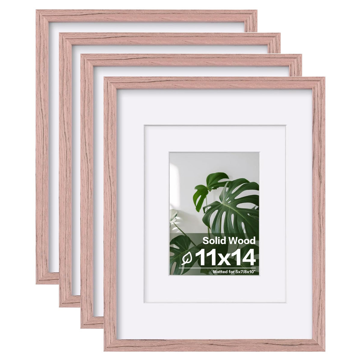 Egofine 8x10 Picture Frames Set of 4, Made of Solid Wood Covered by Plexiglass 4x6 and 5x7 with Mat or 8x10 without Mat, for Table Top Display and Wall Mounting Photo Frame Black