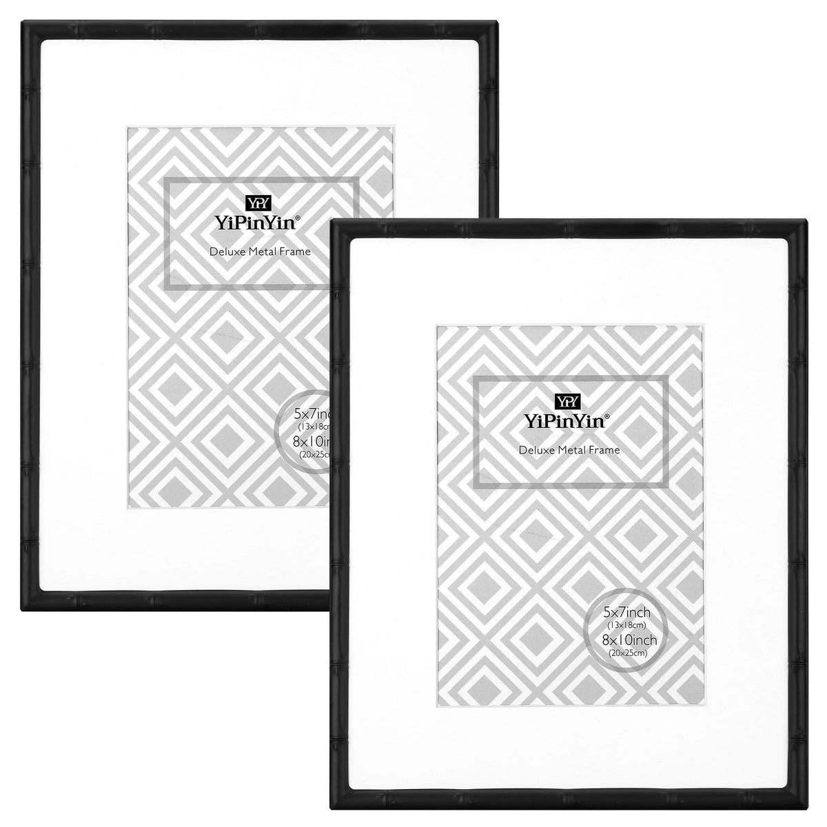 4x6'' Bamboo Detail Double Photo Frames,Silver 6x4'' Double Metal Picture Frames,Elegant Silver Plated Photo Frames 4 x 6'' With Soft Touch Velvet Backing and Real Glass for Desktop and Shelf Decor