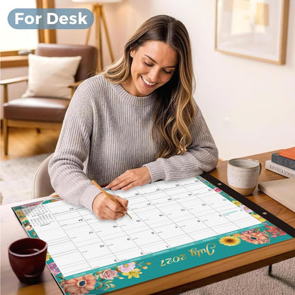 2027-2028 Desk Calendar - 22" x 17", 18 Month Desk Calendar January 2027 - June 2028, Large Monthly Desktop Calendar with Plastic Cover, Thick Paper, Corner Protectors (2 Stickers Included)