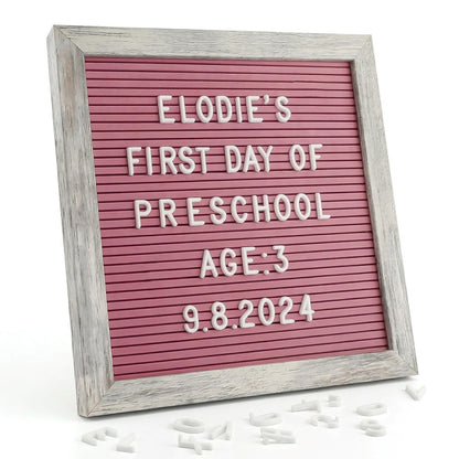 White Felt Letter Board 10x10in, 336 Letters, Wood Frame Message Board