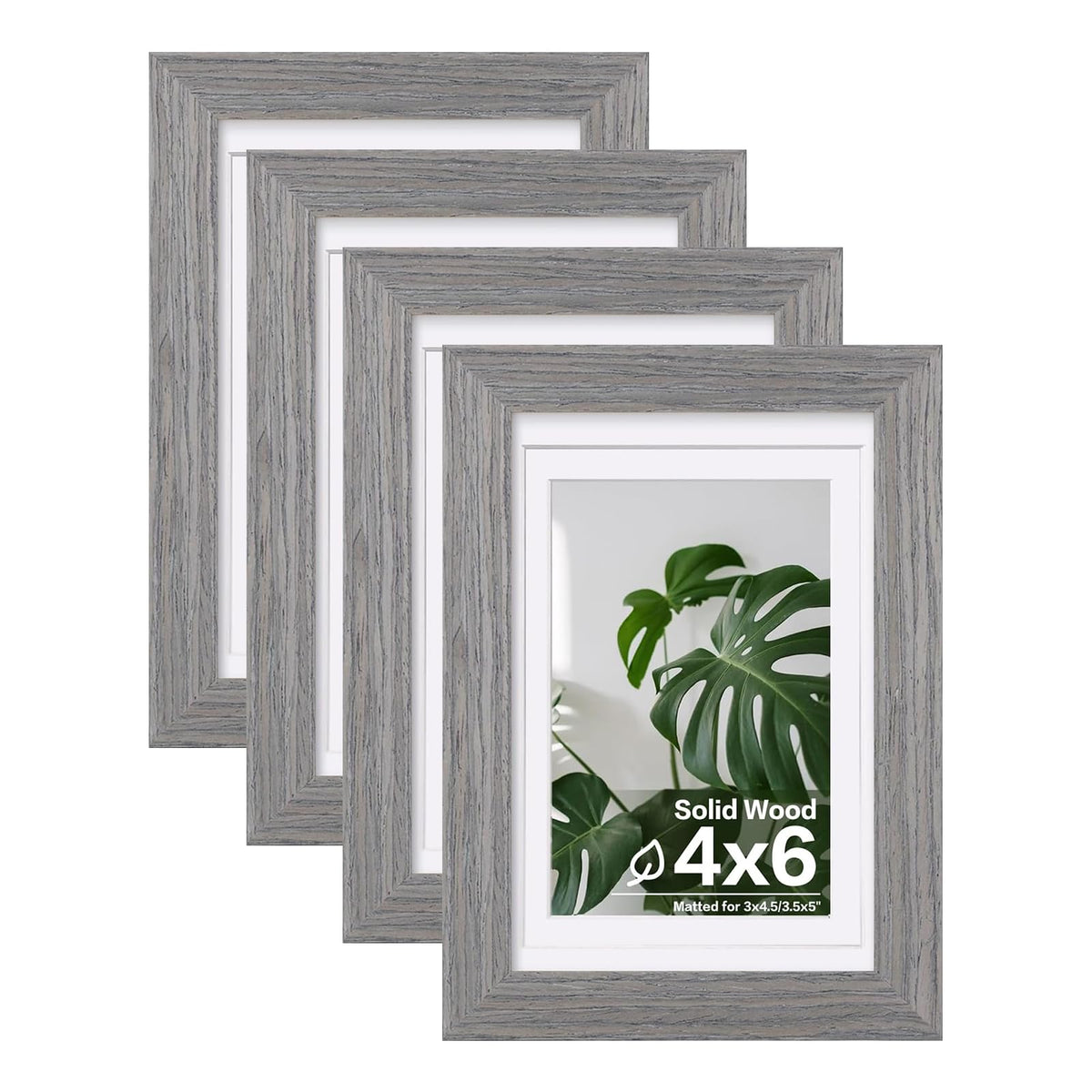 Egofine 8x10 Picture Frames Set of 4, Made of Solid Wood Covered by Plexiglass 4x6 and 5x7 with Mat or 8x10 without Mat, for Table Top Display and Wall Mounting Photo Frame Black