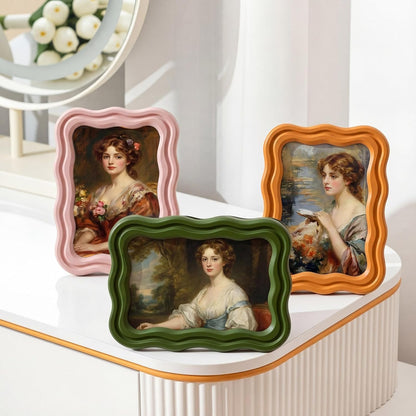 3 Pack 4 x 6 Inch Scalloped Picture Frame with Real Glass, Retro Colors