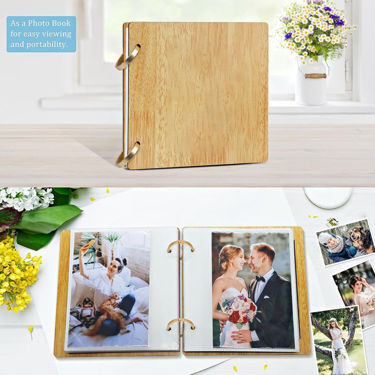 ZEEYUAN 60 Pockets of 4x6 Photo Frame Flip Photo Album on Stand 4x6 Picture Frames Collection for Desktop