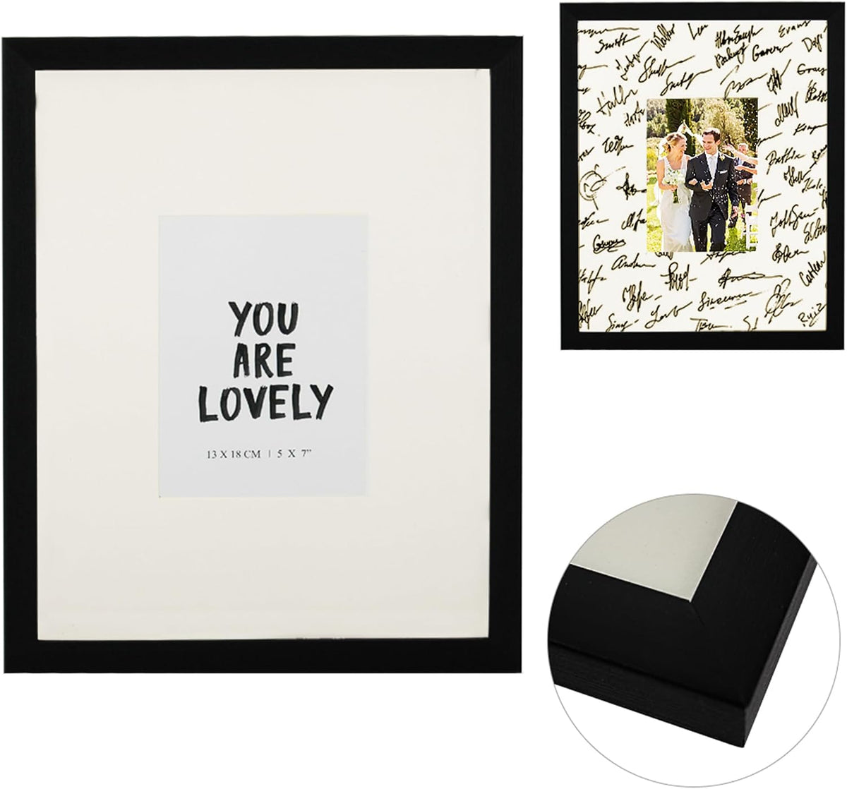 GarduationMall 11x14 Signature Picture Frame Holds 5x7 Photo with White Mat for Wedding Graduation | Wall or Tabletop Display