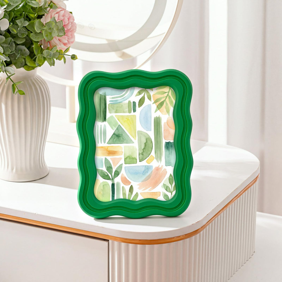 3 Pack 4 x 6 Inch Scalloped Picture Frame with Real Glass, Retro Colors