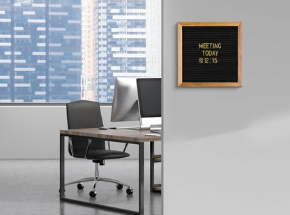 Real Wood Framed Felt Letter Board, Changeable Message Board, 10" x 10", Folding Stand and Wall Mount, 500+ Pieces of White & Gold Letters, Numbers, Words & Symbols, by Better Office Products (Rustic
