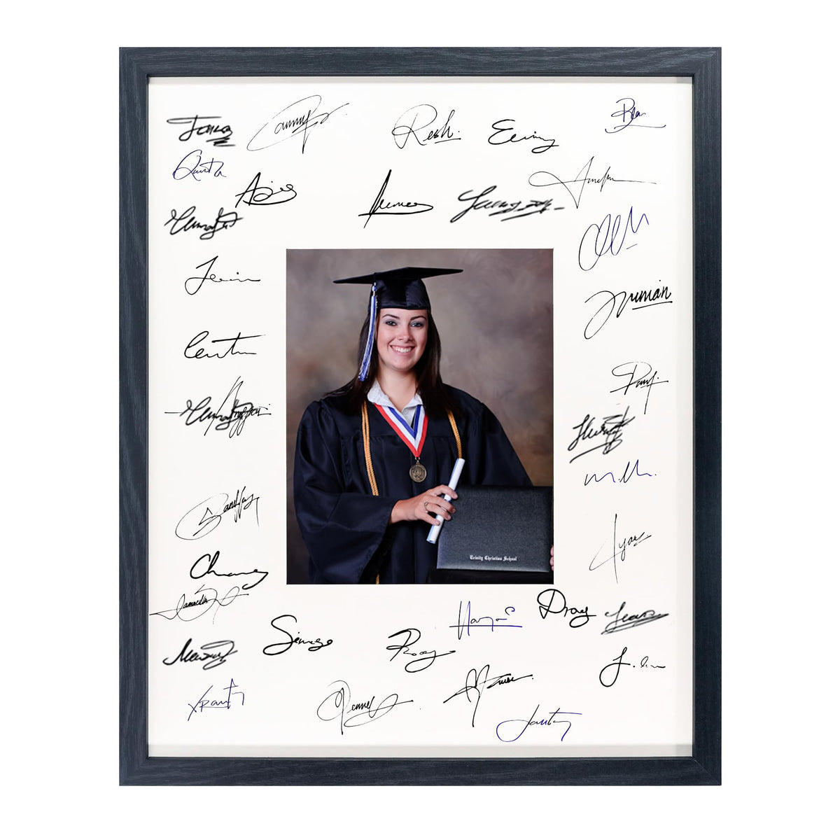 GarduationMall 11x14 Signature Picture Frame Holds 5x7 Photo with White Mat for Wedding Graduation | Wall or Tabletop Display