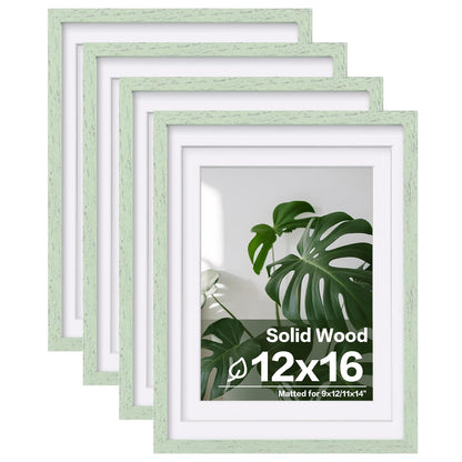 Egofine 8x10 Picture Frames Set of 4, Made of Solid Wood Covered by Plexiglass 4x6 and 5x7 with Mat or 8x10 without Mat, for Table Top Display and Wall Mounting Photo Frame Black