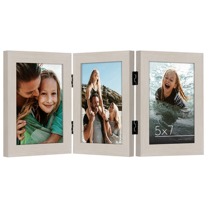 Americanflat Hinged 8x10 Picture Frame with Shatter-Resistant Glass - Double Picture Frames with Engineered Wood - Signature Collection - Photo Frame for Tabletop Display - Black