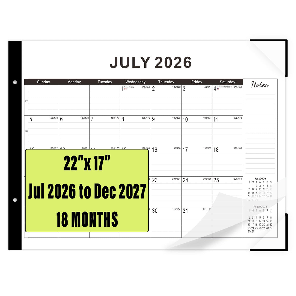Desk calendar 2026-2027 22"x17" Desk Top Calendar with plastic cover