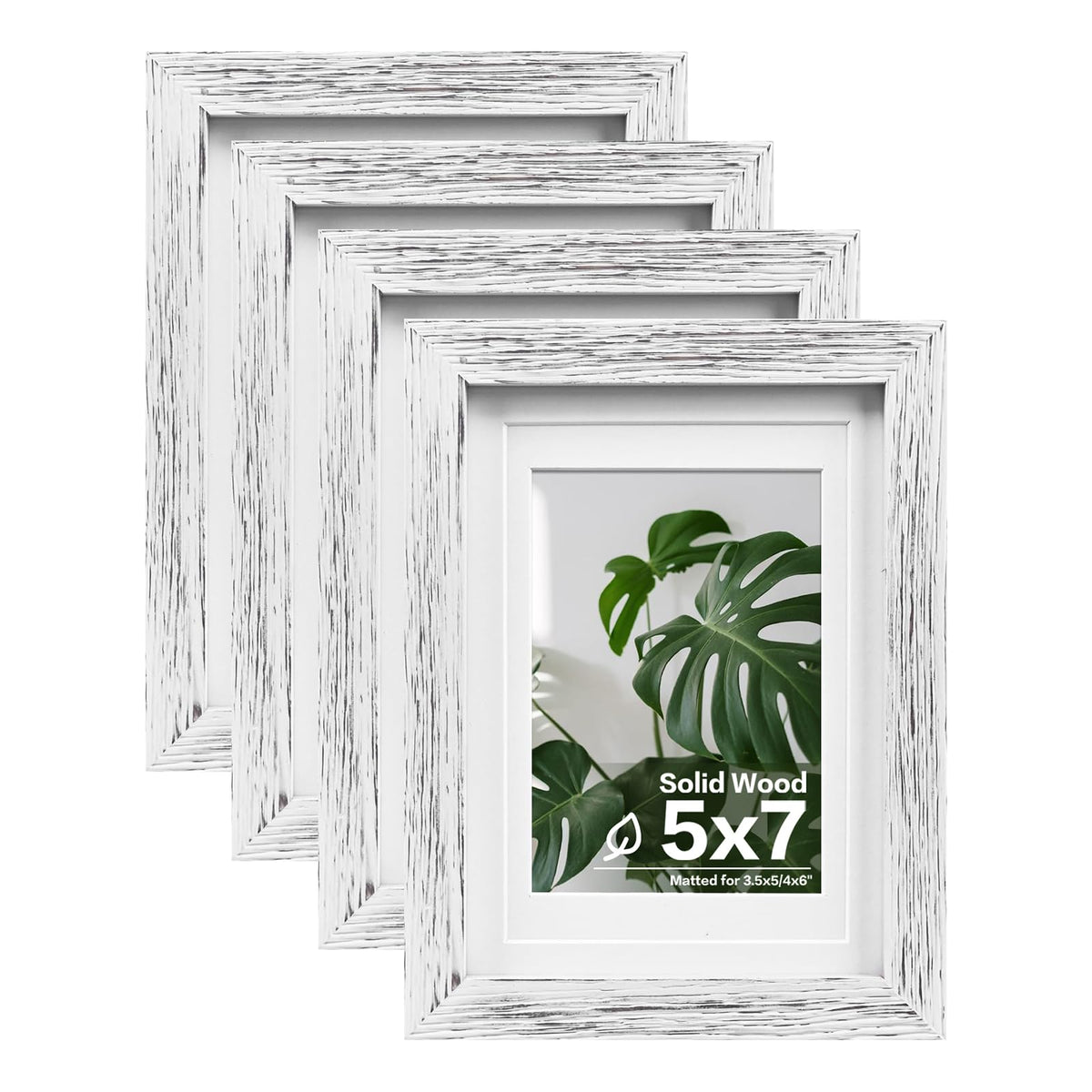 Egofine 8x10 Picture Frames Set of 4, Made of Solid Wood Covered by Plexiglass 4x6 and 5x7 with Mat or 8x10 without Mat, for Table Top Display and Wall Mounting Photo Frame Black