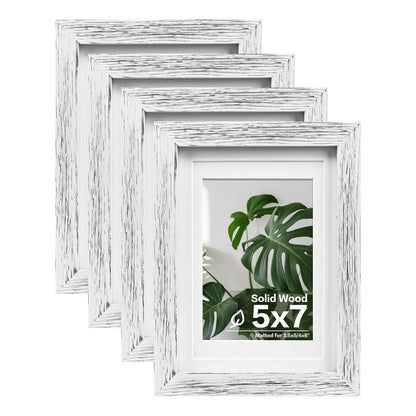 Egofine 8x10 Picture Frames Set of 4, Made of Solid Wood Covered by Plexiglass 4x6 and 5x7 with Mat or 8x10 without Mat, for Table Top Display and Wall Mounting Photo Frame Black