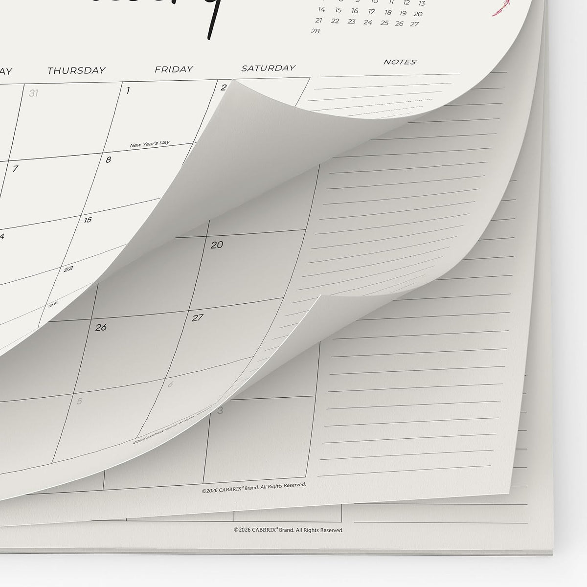 Cabbrix Desk Calendar 2027 with Desktop Mat 15"x 12", Apricot