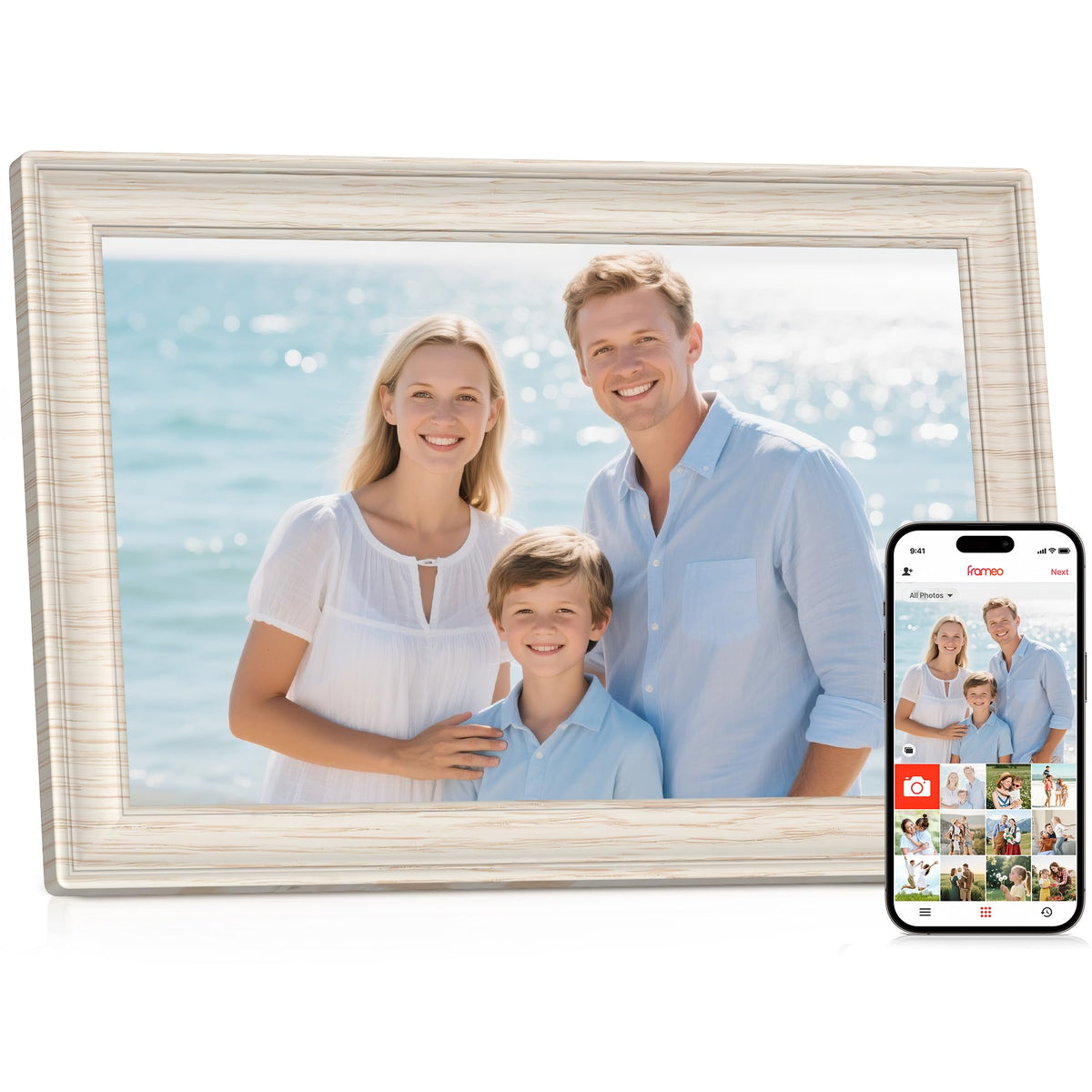 Frameo Digital Picture Frame,10.1" Electronic Photo Frames WiFi, 32GB