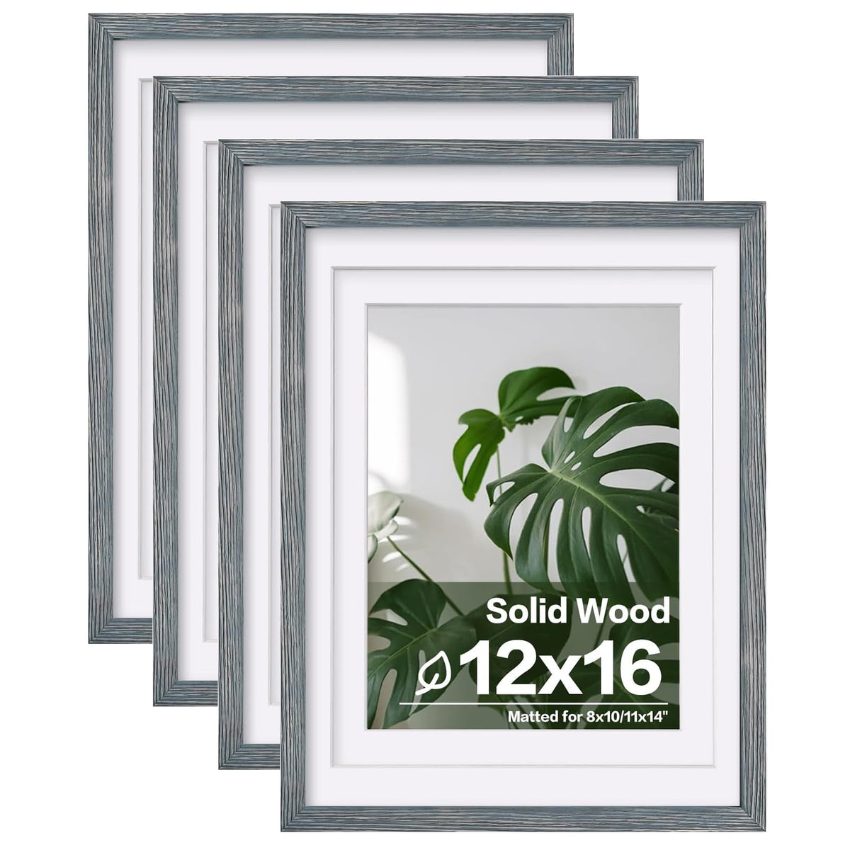 Egofine 8x10 Picture Frames Set of 4, Made of Solid Wood Covered by Plexiglass 4x6 and 5x7 with Mat or 8x10 without Mat, for Table Top Display and Wall Mounting Photo Frame Black
