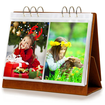 ZEEYUAN 5x7 Landscape Picture Frame for Office Desk 5x7 Flip Photo Album Horizontal Standing on Tabletop Photo Collection, Mother's Day Gift for Mom From Daughter Son