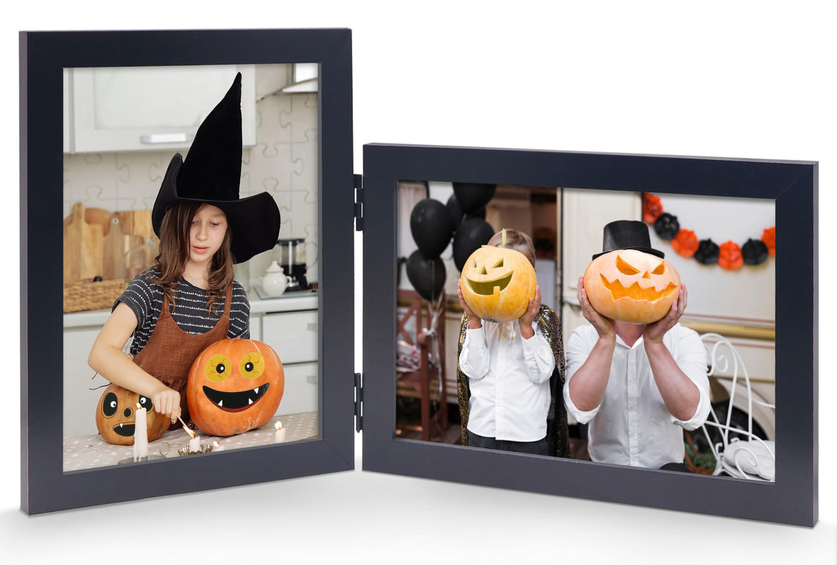 5x7 Vertical Horizontal Double Picture Frame, White Modern Wood Frame