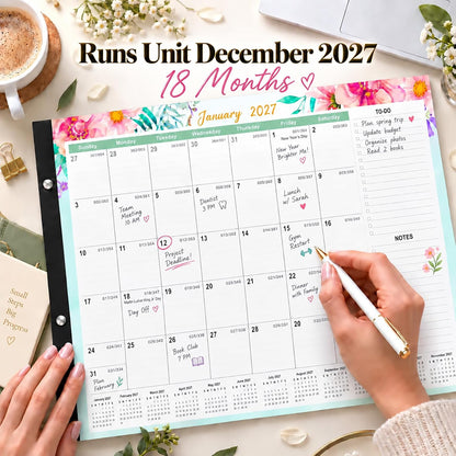 Large Desk Calendar 2026-2027,Jul 2026-Dec 2027,Gannyfer 18-Month Calendar