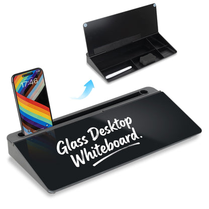 Glass Desktop Whiteboard, 15.8×7" Basic Black