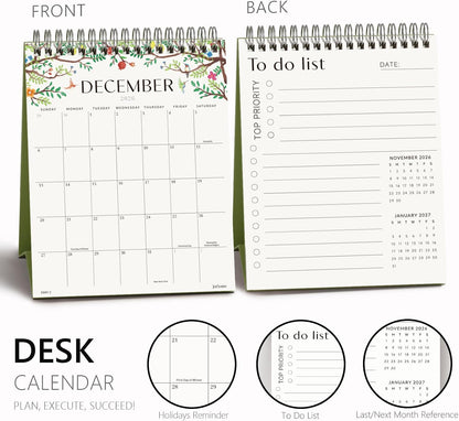 Jotsome Small Desk Calendar 2026-2027, Standing Flip Calendar 6"x7.5"