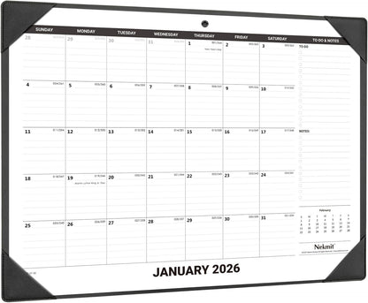 Nekmit Large Desk Calendar 2026 with Desk Protecting Pad, Runs from Jan 2026 - Jun 2027, Office Supplies 21" x 16 1/2" Desktop Calendar for Life Planning or Organizing