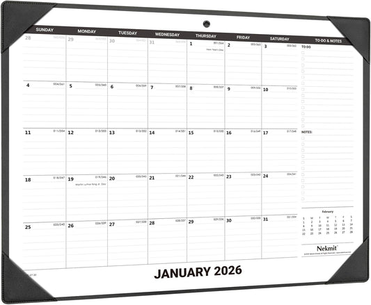 Nekmit Large Desk Calendar 2026 with Desk Protecting Pad, Runs from Jan 2026 - Jun 2027, Office Supplies 21" x 16 1/2" Desktop Calendar for Life Planning or Organizing