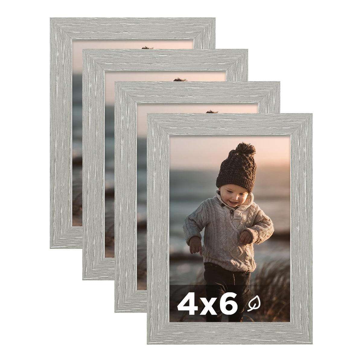 KINLINK 5x7 Picture Frames, Mix Color Photo Frames with Plexiglass for Picture 4x6 with Mat or 5x7 without Mat, Composite Wood Picture Frames for Table Top and Wall Mounting, Set of 4