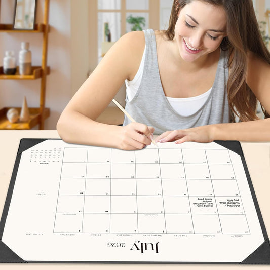 Desk Calendar 2026-2027 with Desk Mat – 22" x 17" Large Desk Pad Calendar Runs from July 2026 to December 2027, Office Supplies Desktop Monthly Calendar for Home & Office