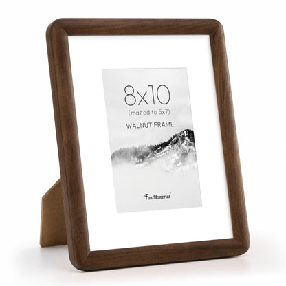 6x6 Picture Frame, USA-Sourced Walnut Wood Photo Frame with Tempered Glass, Handcrafted Rustic Farmhouse Frame for Wall & Tabletop Display, Matted to 4x4