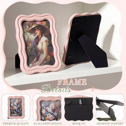 3 Pack 4 x 6 Inch Scalloped Picture Frame with Real Glass, Retro Colors