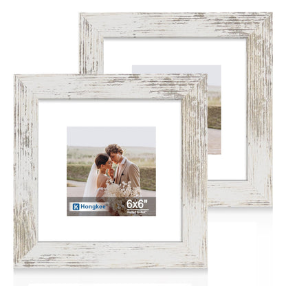 Hongkee 8x11 Picture Frame Set of 2, Real Glass, Rustic Brown Wood Frame