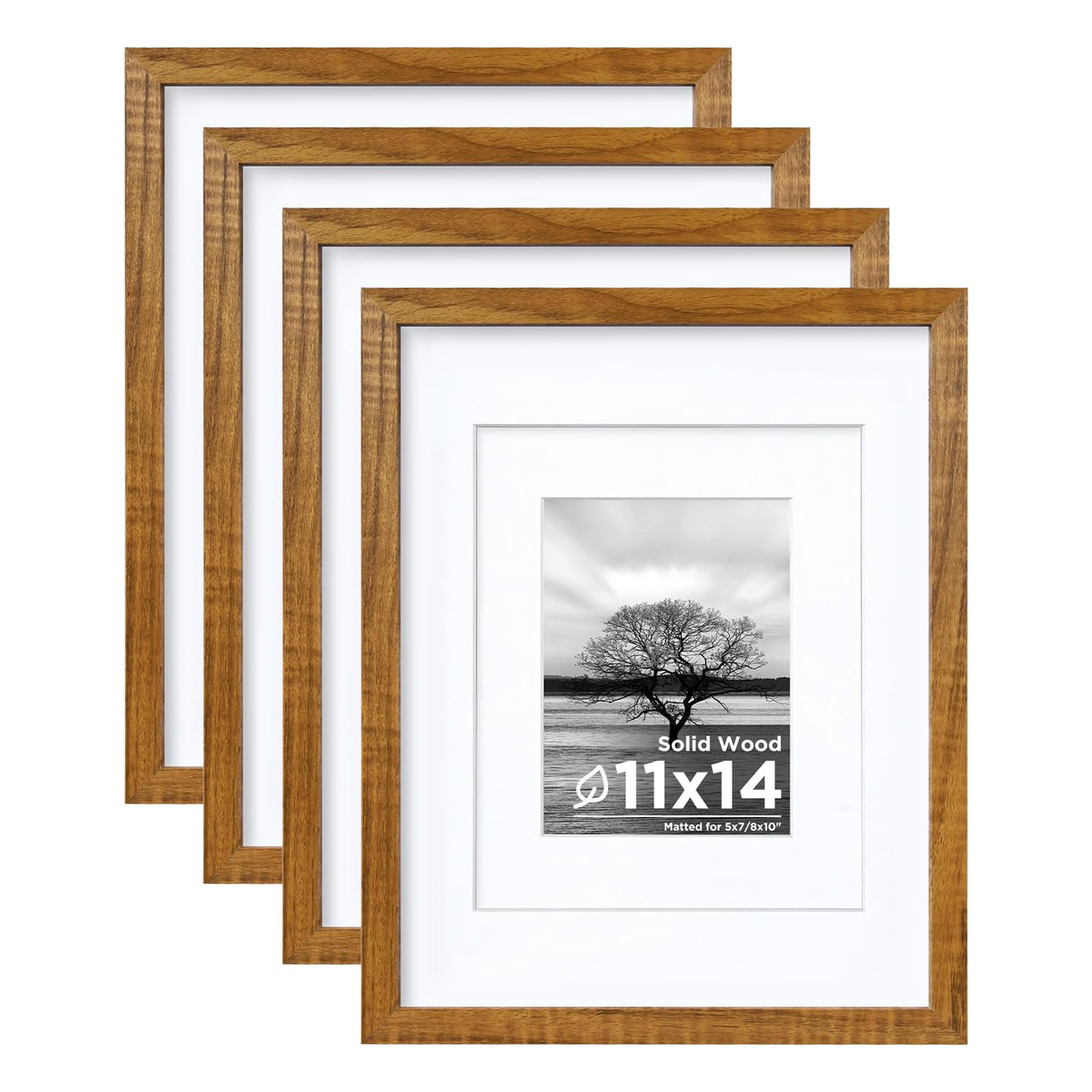 Egofine 8x10 Picture Frames Set of 4, Made of Solid Wood Covered by Plexiglass 4x6 and 5x7 with Mat or 8x10 without Mat, for Table Top Display and Wall Mounting Photo Frame Black
