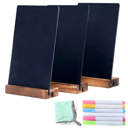2 Pack 8.6x11.7 in Small Chalkboard Signs with Wood Base for Tabletop Decor Double Sided Mini Chalkboard for Restaurant Food Menu, Message Board, Wedding Party