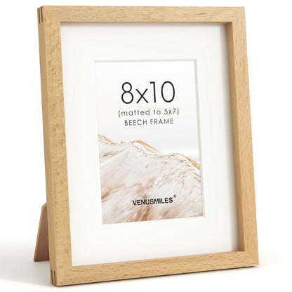 4x6 Picture Frame, USA-Sourced Natural Maple Wood Photo Collage Frame with HD Tempered Glass, Modern Simple 4 x 6 Wooden Frame Matted to 3.5x5, Gallery Wall Frames for Art, Wall or Tabletop Display
