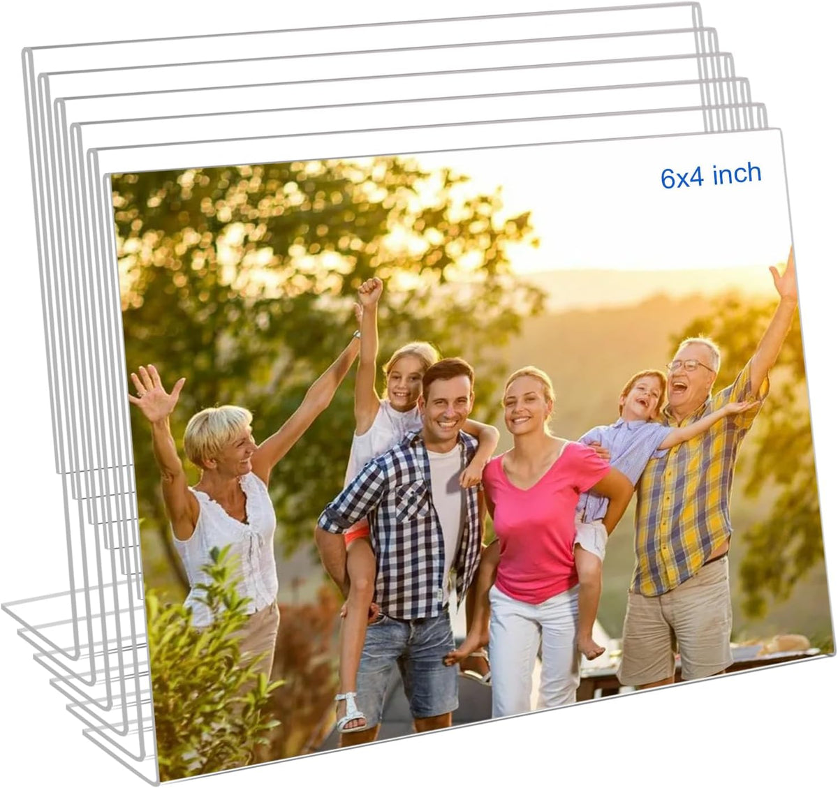 4x6 Acrylic Picture Frames, Set Of 6 Clear Acrylic Frameless Gift for Desktop Display, Standing Picture or Display Sign Holder with Inserts for Home Office - Horizontal