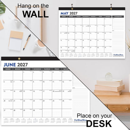 OuMuaMua Large Desk Calendar 2026-2027, 19 Months, 22" x 17"
