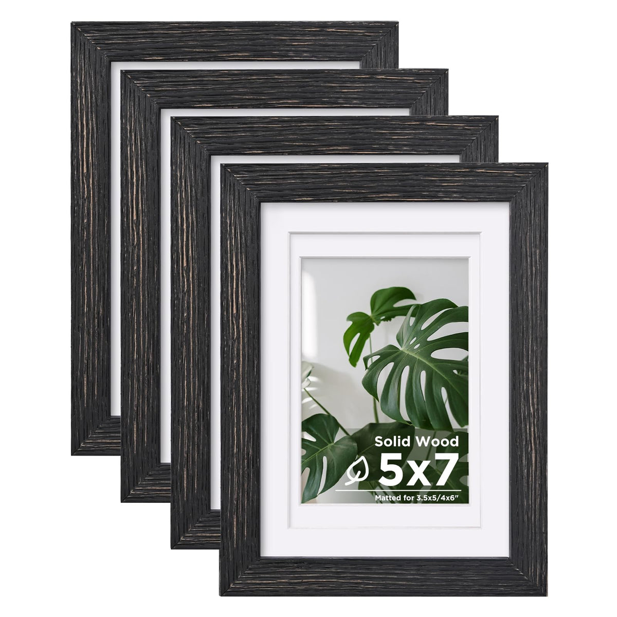 Egofine 8x10 Picture Frames Set of 4, Made of Solid Wood Covered by Plexiglass 4x6 and 5x7 with Mat or 8x10 without Mat, for Table Top Display and Wall Mounting Photo Frame Black