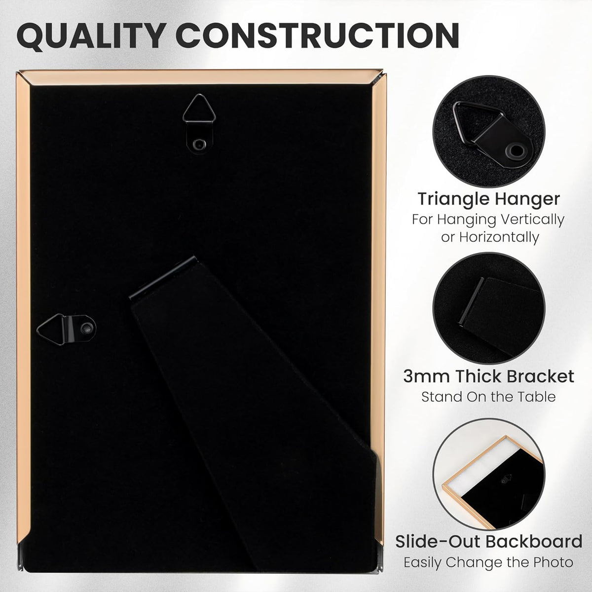 Fun Memories 4x6 Enamel Picture Frame with HD-Tempered Glass, Gold Metal Edge with Easel, Vertical & Horizontal Display, Wall and Tabletop Display Family Photo Gallery (White Enamel,1P)