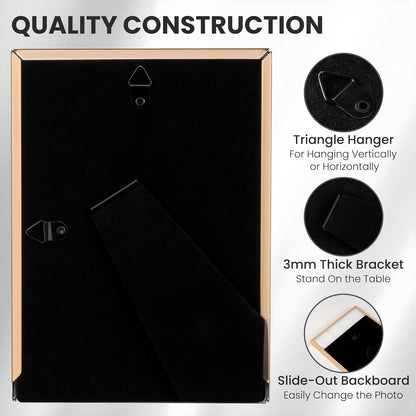 Fun Memories 4x6 Enamel Picture Frame with HD-Tempered Glass, Gold Metal Edge with Easel, Vertical & Horizontal Display, Wall and Tabletop Display Family Photo Gallery (White Enamel,1P)