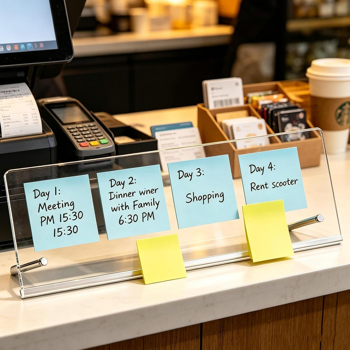 Monitor Memo Board Holder for Computer, 14" x 5" Acrylic Sticky Note Holder