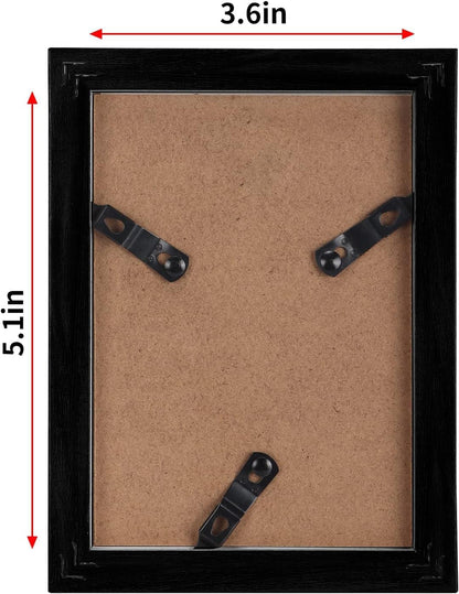 Lyeasw 3.5x5 Picture Frame Double Hinged, Classic Two Opening 3.5 by 5 Family Dual Photo Frame with Glass, Black Folding Free-Standing Vertical Frame for Tabletop,Desktop or Shelf