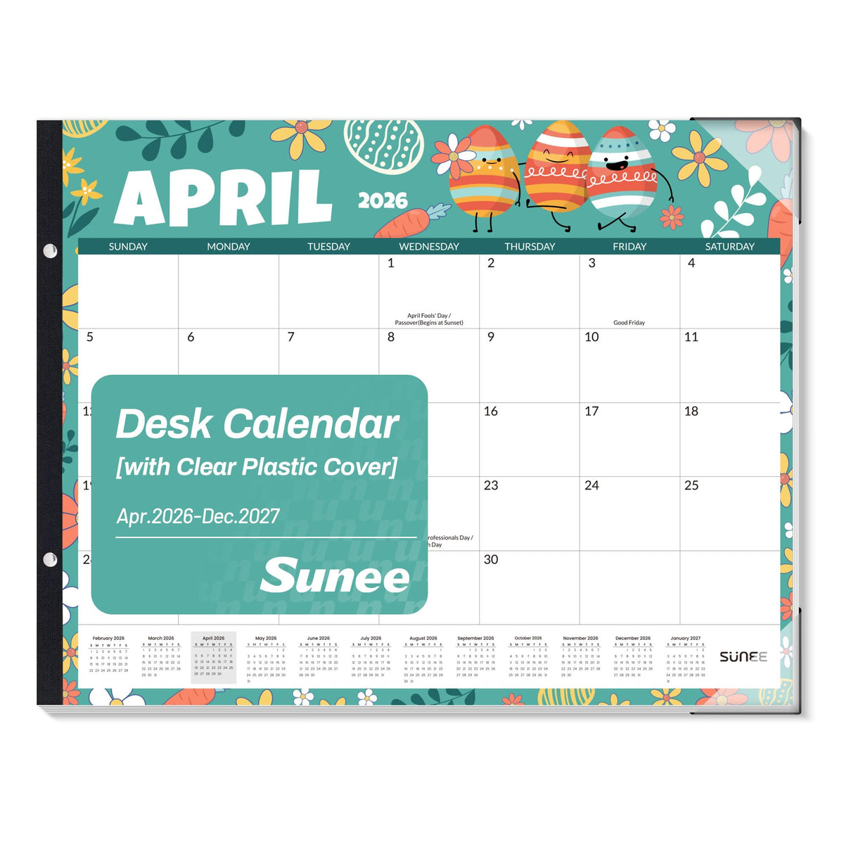 SUNEE Desk Calendar 2026 Large 22x17 from July 2026 to December 2027, Extra Large Desktop Monthly Calendar Pad 18 Months For Teacher or Office, Desk Top, Seasonal